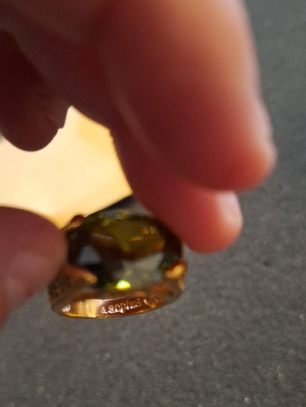 Goldtoned-Setting Green Oval Gemstone Ring - Lia Sophia - Picture 2 of 5